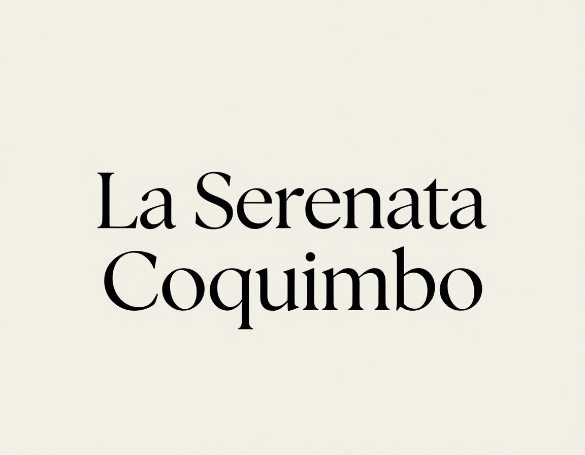 Texto con serifa negra que dice “La Serenata Coquimbo” sobre un fondo color crema.
