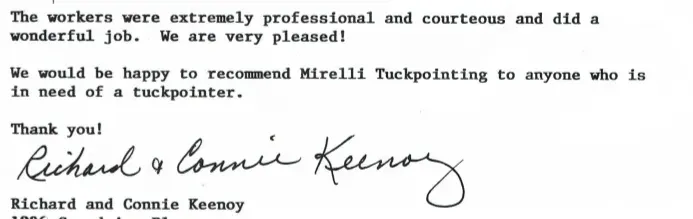 Review From Richard — St. Louis, MO — Mirelli Tuckpointing LLC