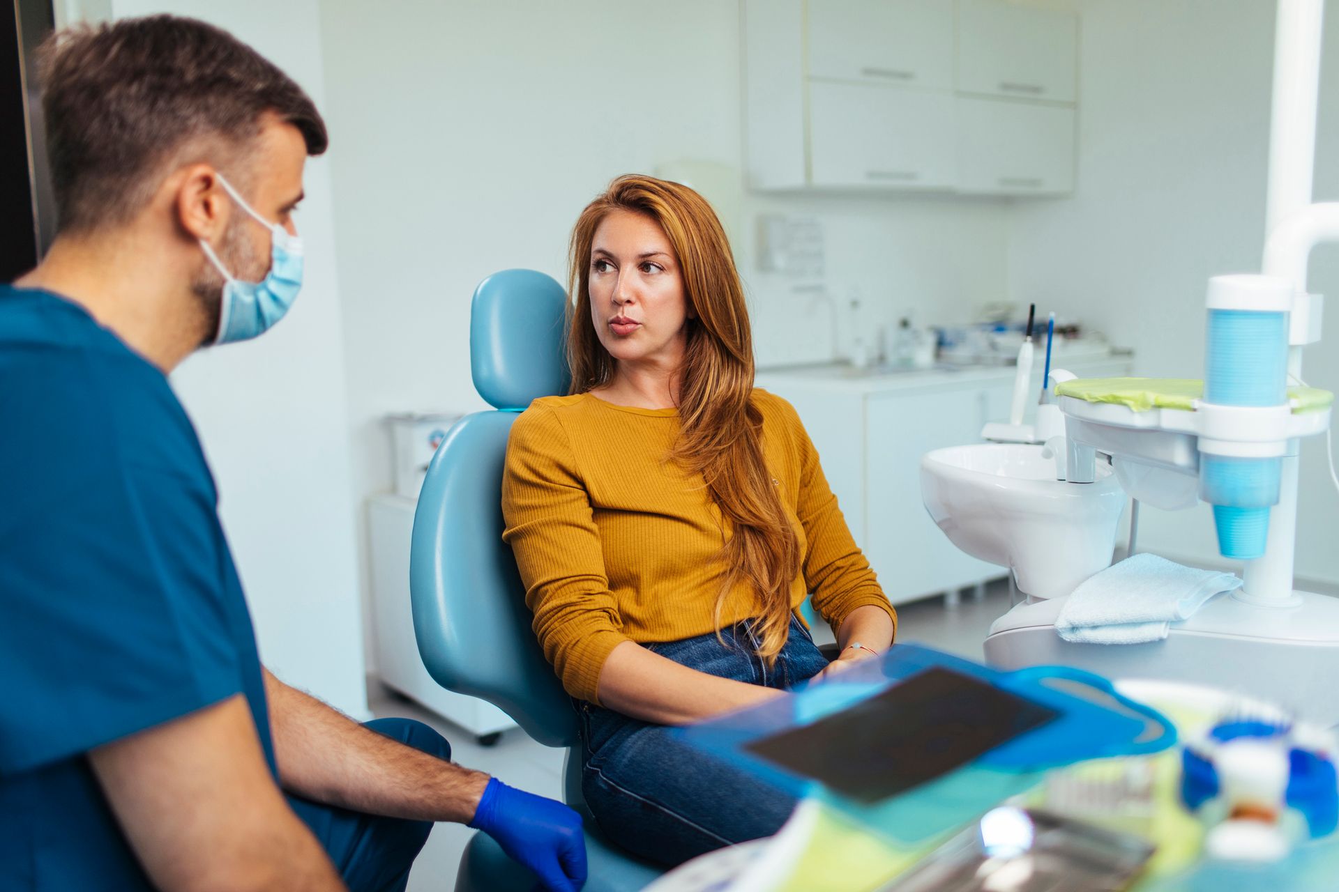 Patient in a consultation for All on Four Dental Implants in St John, IN