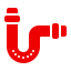 Red pipe icon, curved shape, for plumbing.