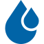 Blue water droplet with a smaller droplet shape inside.