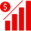 Red graph showing increasing financial decline.