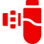 Red IV bag with dripping tube.