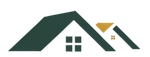 Stylized green and gold house roof logo with a small window icon