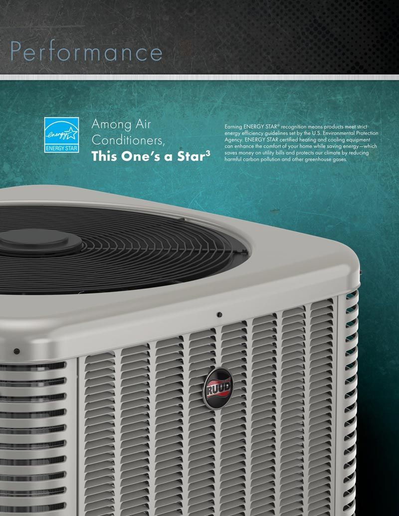 Air conditioner unit with the Energy Star logo.
