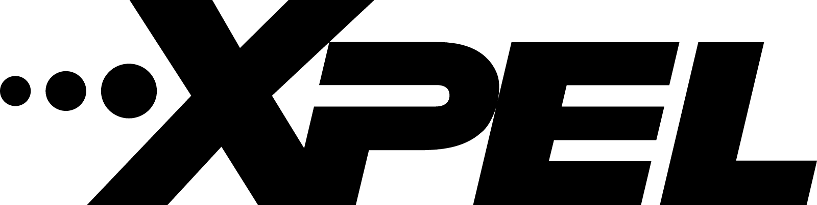 XPEL logo in black with three dots on the left and a bold stylized wordmark.