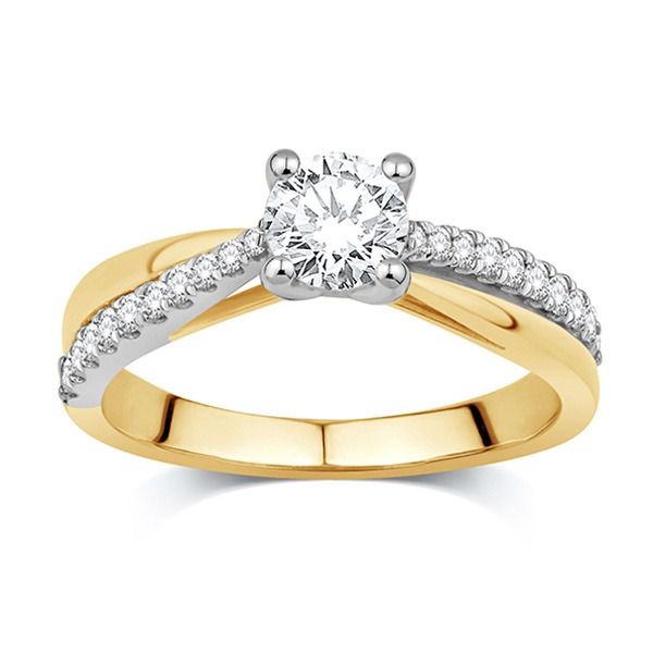 A yellow gold ring with a diamond in the center