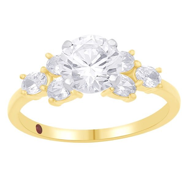 A yellow gold ring with a diamond in the center