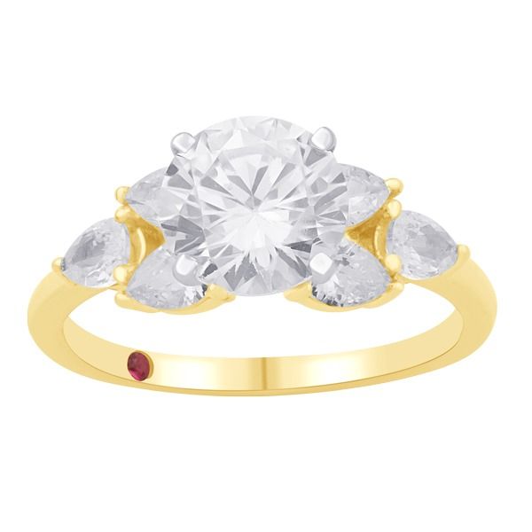 A yellow gold ring with a diamond in the center