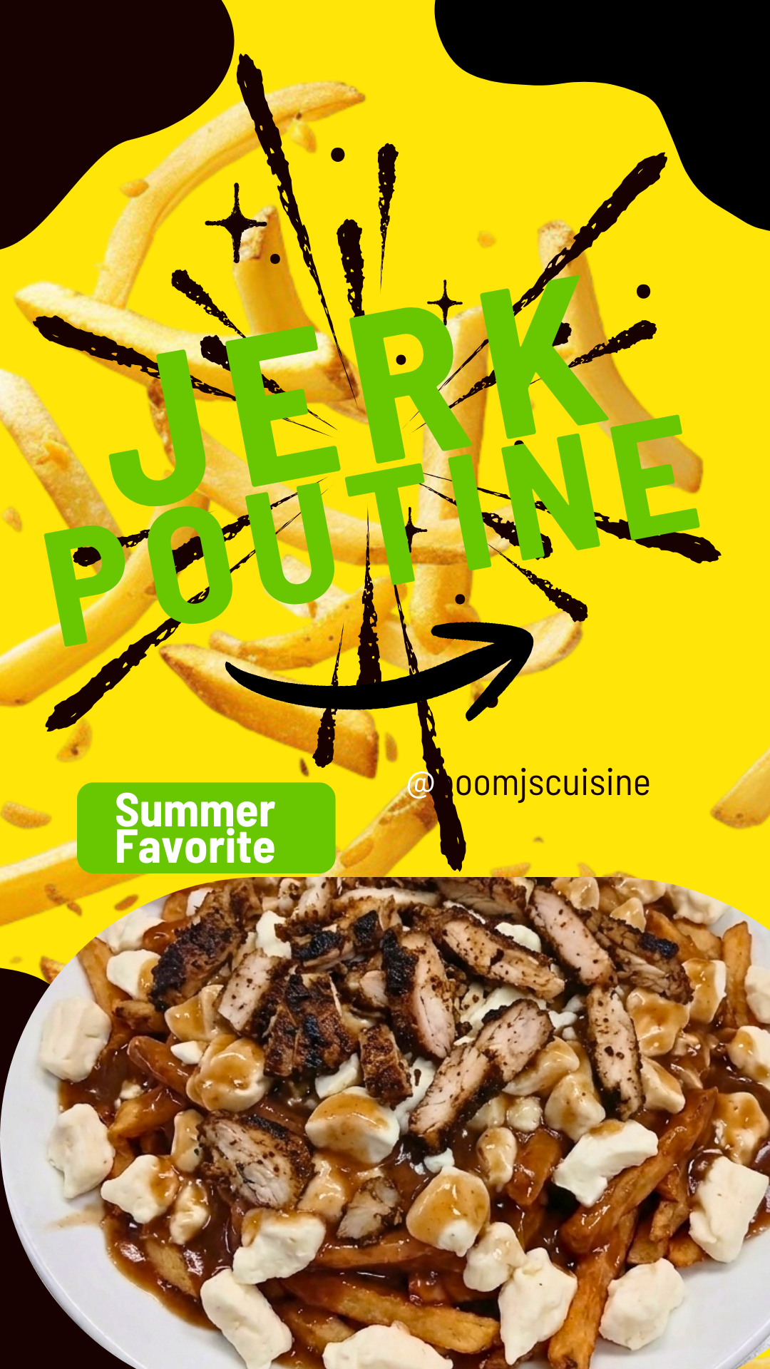 Jerk Poutine - Boom J's Cuisine Image of Boom J's Cuisine Jerk Poutine