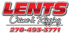 Logo for Lents Crane & Rigging, featuring red text and the phone number 270-493-3771.