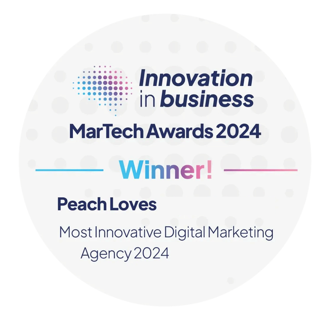 Innovation in business martech awards 2024 winner ! peach loves digital limited most innovative digital marketing agency 2024