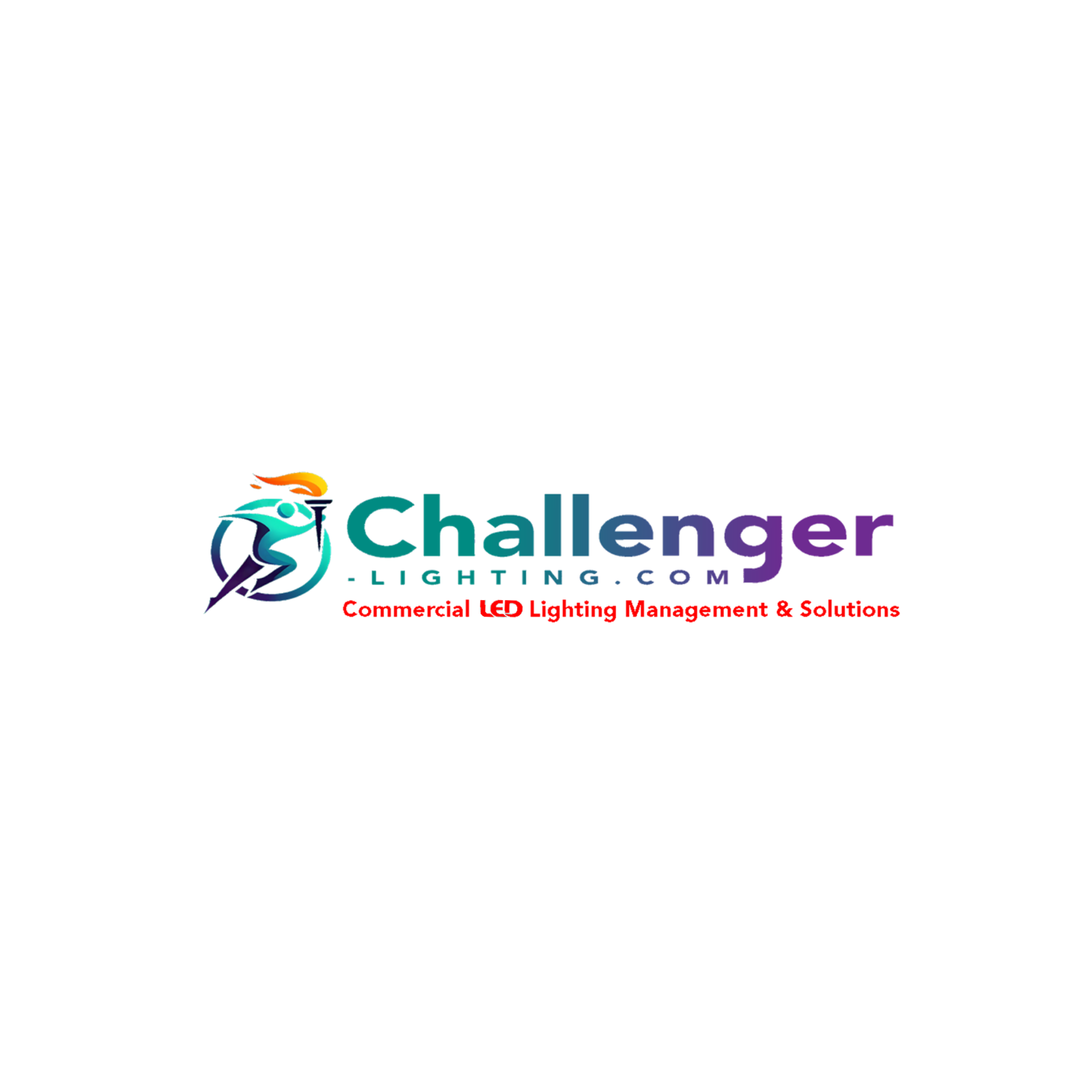 Logo: Silhouette athlete with torch,