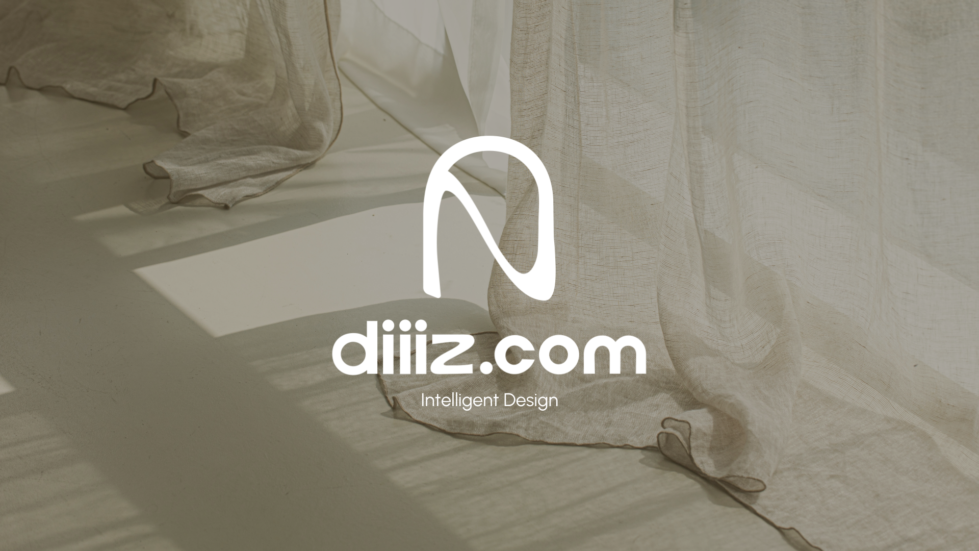 A logo for a company called diiiz.com with a picture of curtains.