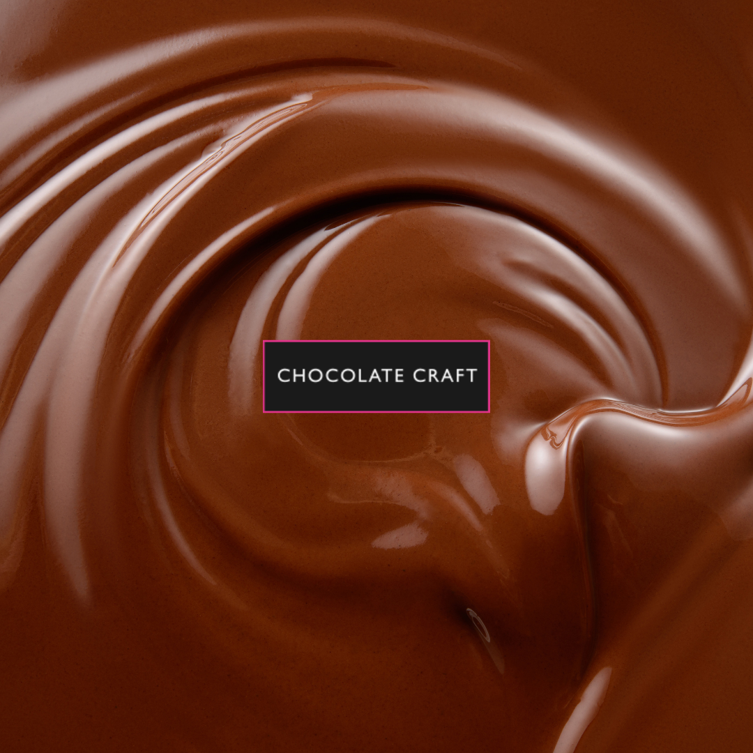 A close up of a swirl of chocolate that says chocolate craft