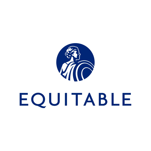 Equitable logo: a blue circle with a woman’s profile; the word 