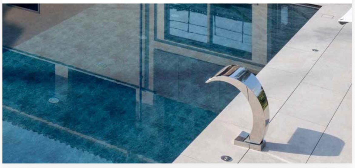 Cascate in acciaio inox e trampolini per piscine