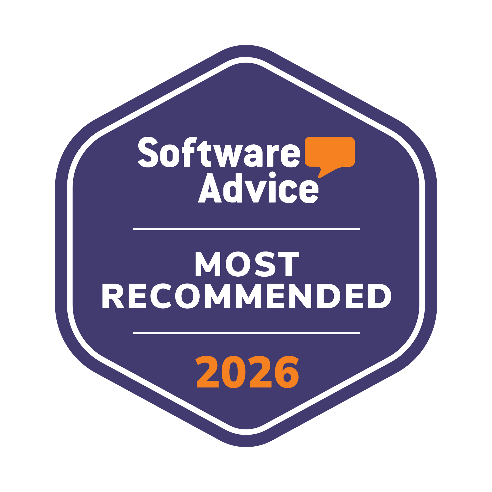 A purple badge that says `` software advice best customer support ''.