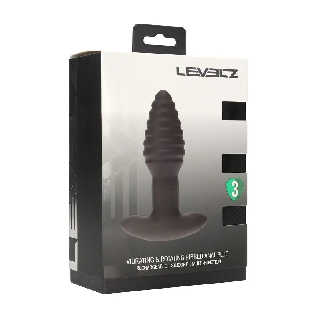 Vibrating & Rotating Ribbed Silicone Anal Plug - פלאג אנאלי רוטט ומסתובב