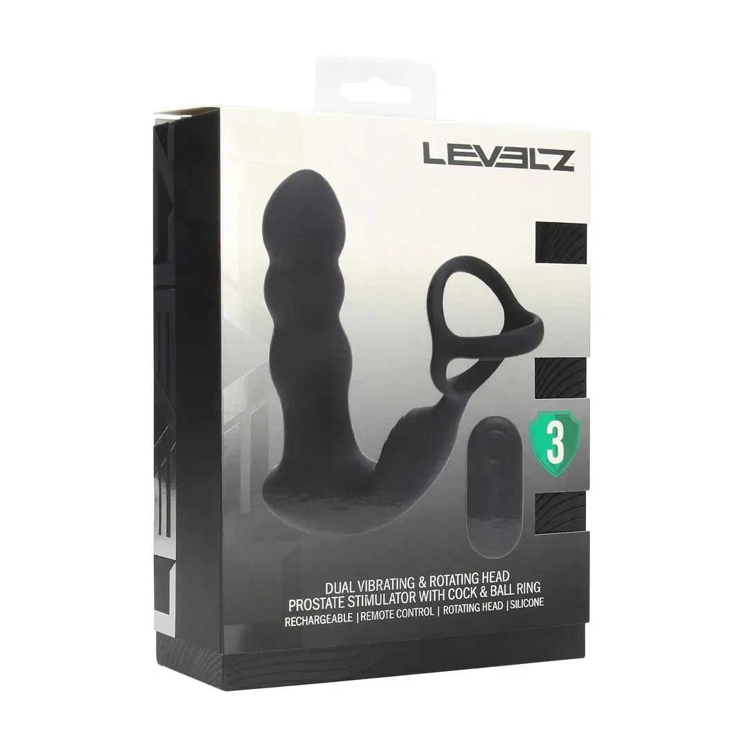 Levelz – ממריץ ערמונית עם ראש מסתובב, רטט כפול וטבעת לפין ולאשכים