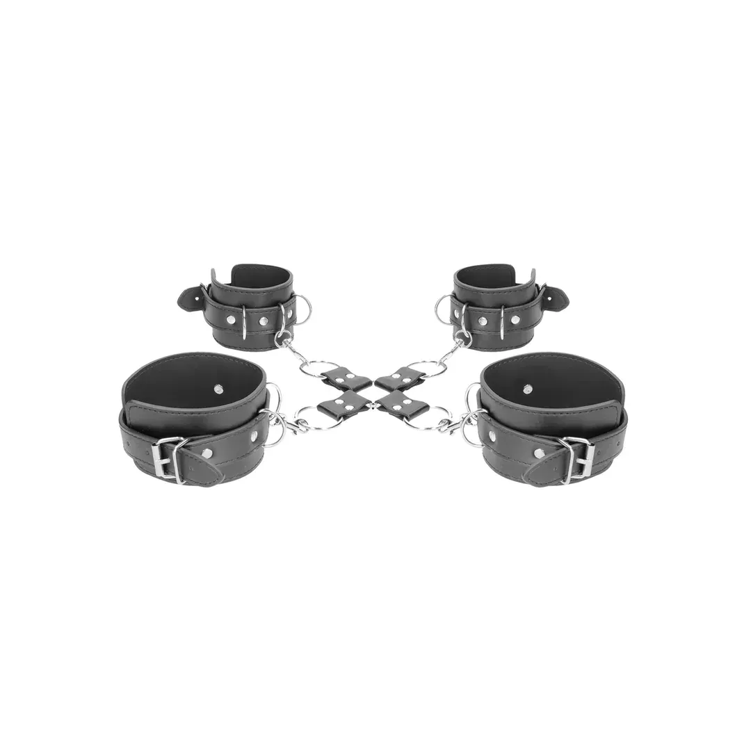 B&W- Bonded Leather Hogtie-  סט רצועות קשירה ידיים ורגלים מעור סינתטי איכותי