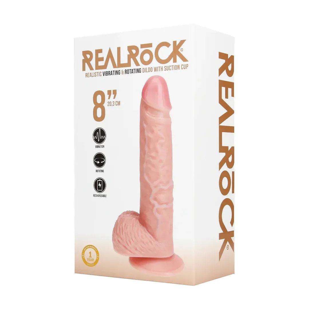 RealRock Vibrating & Rotating Straight Cock with Balls דילדו 8'' ריאליסטי עם רטט וסיבוב