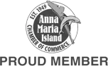 The logo for the anna maria island chamber of commerce is a proud member.