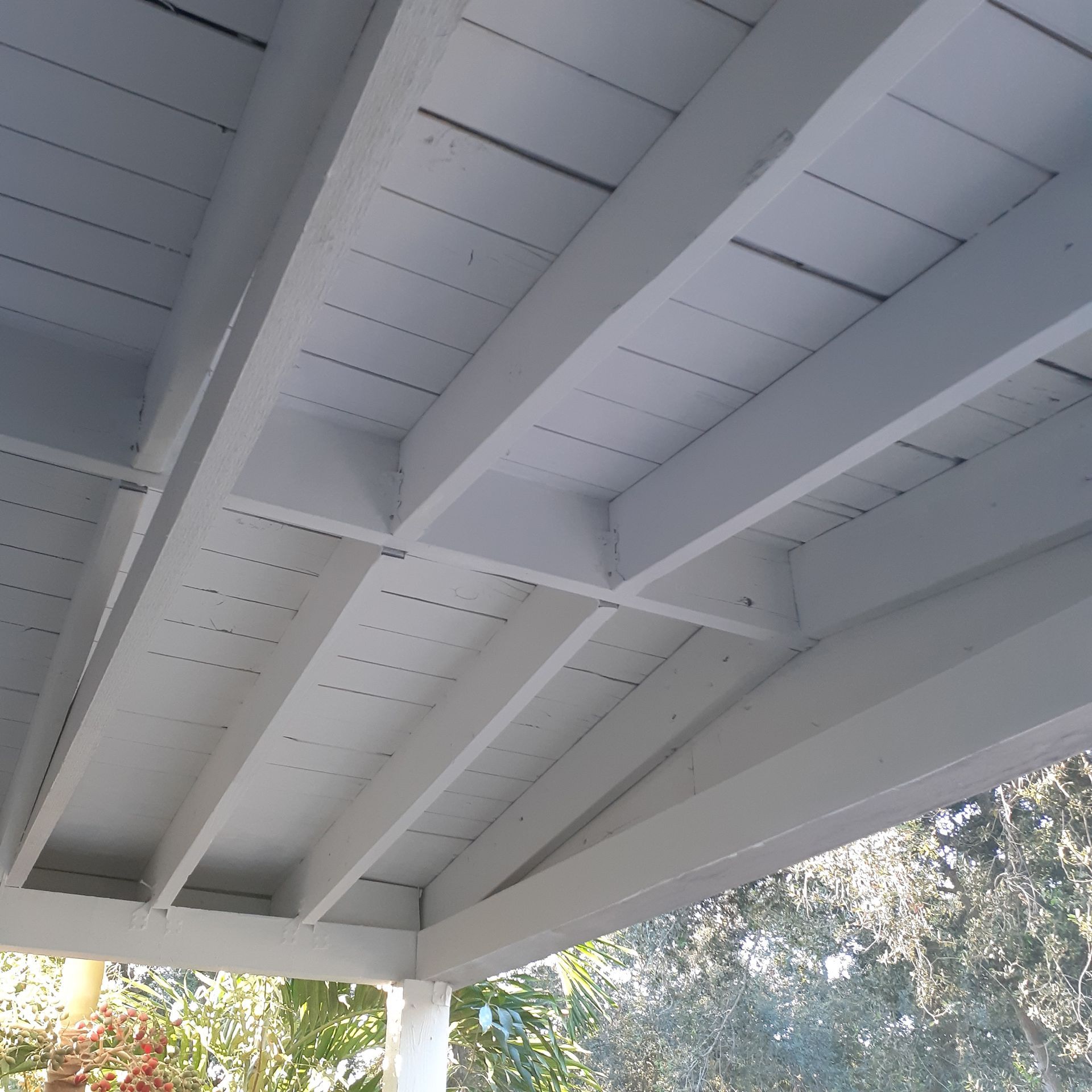 A white ceiling with a few lines on it