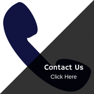 A dark blue telephone icon on a diagonal split background with white text reading