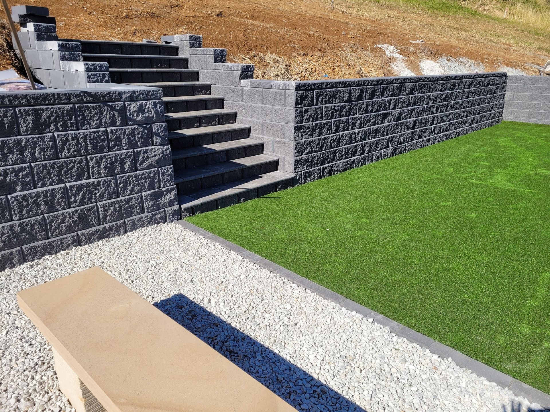 Retaining Wall in Back Yard — Red Dog Landscaping in Tweed Heads, NSW