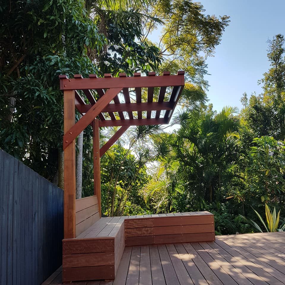 Timber Deck With Built In Timber Seat  — Red Dog Landscaping in Tweed Heads, NSW
