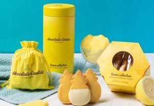 A bunch of pineapple cookies are sitting on a table.