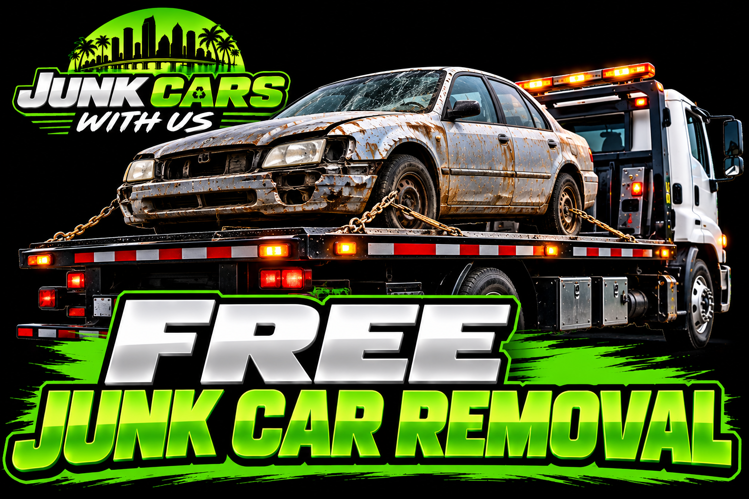 Free junk car removal by tow truck in Tampa, FL