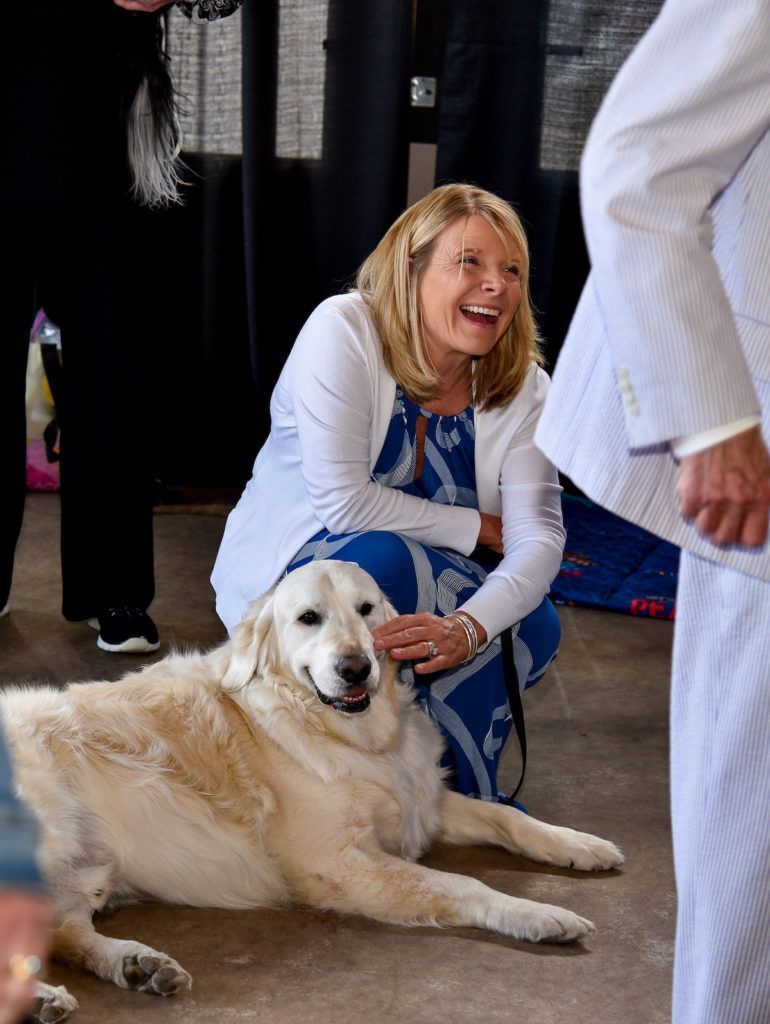 Tara Davis and Comet chill waiting for the runway call.