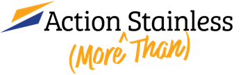 Logo of Action Stainless, with a stylized design and the words 