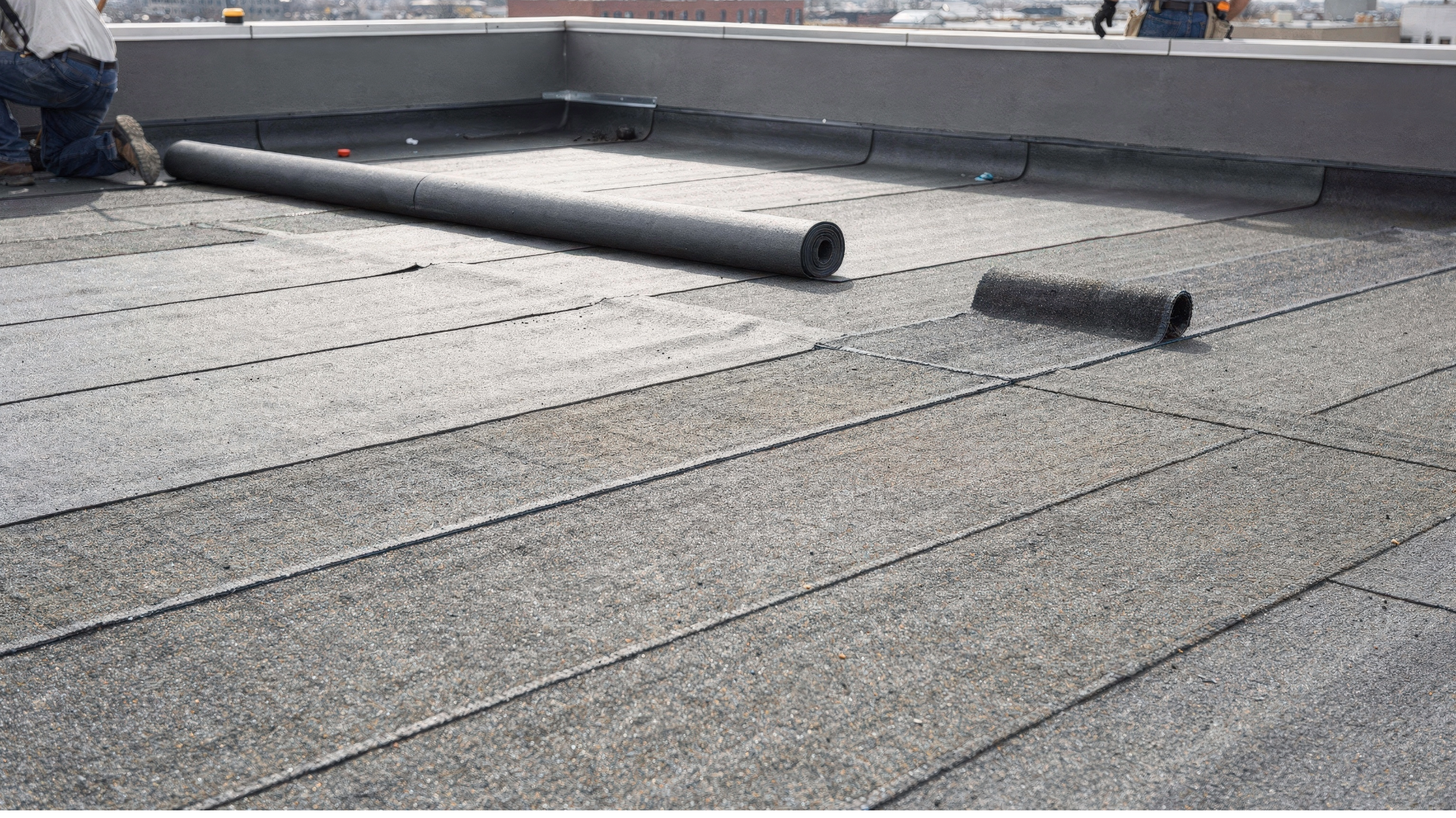 TPO flat roof installation on low-slope residential structure