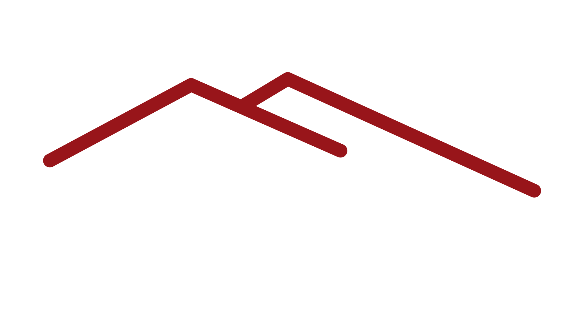 Red angled zigzag line resembling a roof outline on a white background