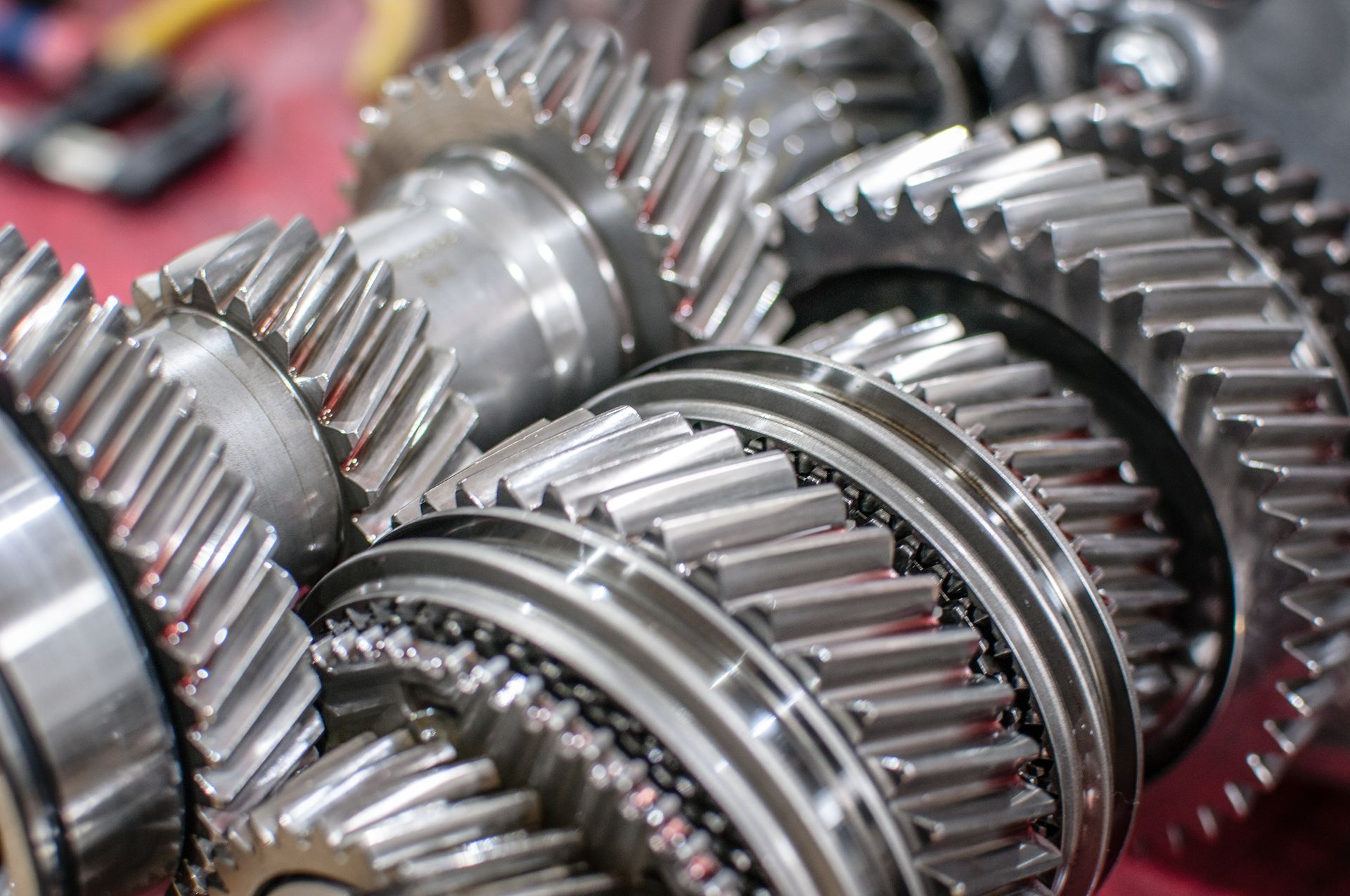 Close-up of transmission gears ready for a transmission repair service