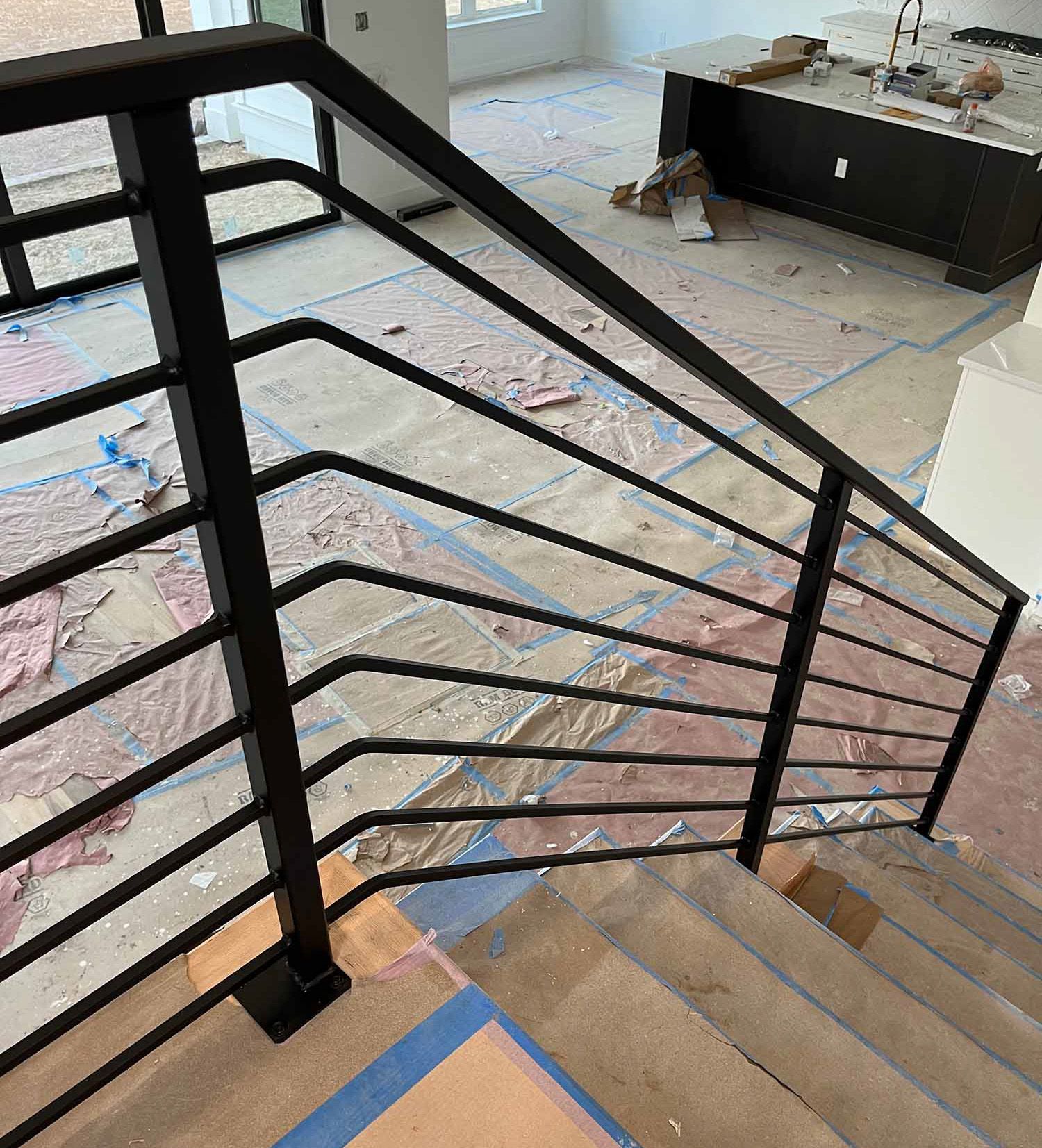 ultra-modern cable railings along stairs and walkway at the new trendy Princess Anne restaurant