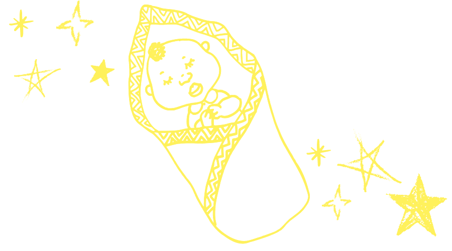 sleeping baby with star doodles