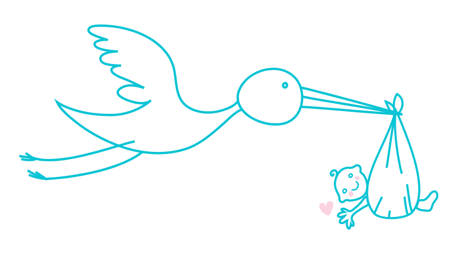stork baby delivery doodle