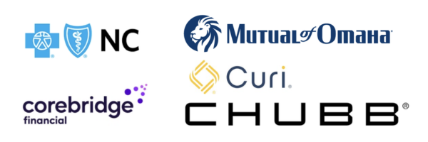 BSBS logo, Mutual of Omaha logo, Corebridge logo, Curi Logo, Chubb logo