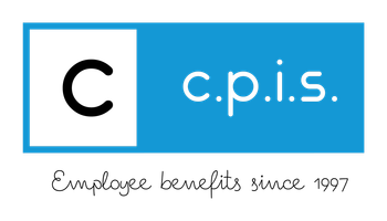 Logo of c.p.i.s., a company offering employee benefits. Features a white "C" in a blue rectangle with text "c.p.i.s." and "Employee benefits since 1997."