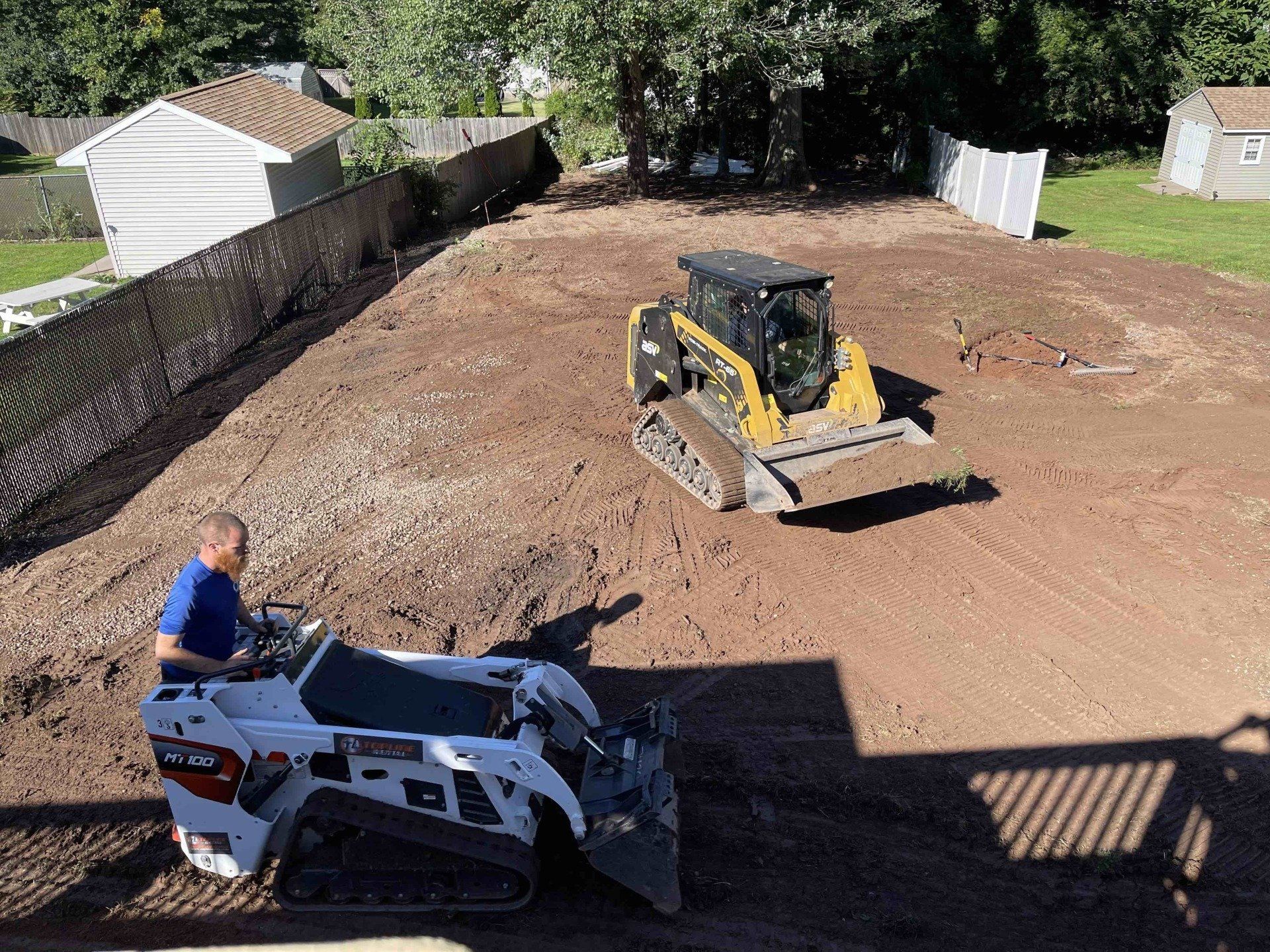 Landscape Grading in Newington, BobCat MT100, ASV RT65, Connecticut Landscape Solutions, Moving Dirt