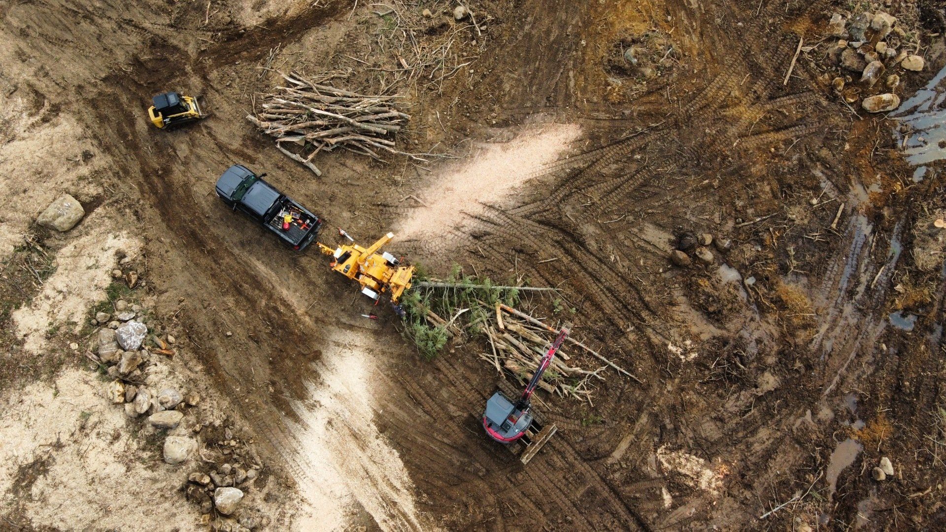 Land Clearing in Connecticut Wood Chipping Excavator Skid Steer Mountain View Clearing Connecticut Landscape Solutions