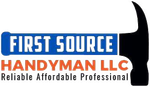 First Source Handyman LLC logo with blue, orange, black text and tagline &ldquo;Reliable Affordable Professional&rdquo;