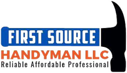 First Source Handyman LLC logo with blue, orange, black text and tagline “Reliable Affordable Professional”