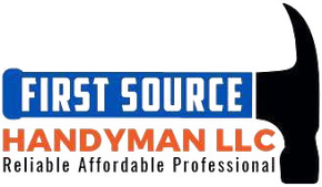 First Source Handyman LLC logo with blue, orange, black text and tagline “Reliable Affordable Professional”