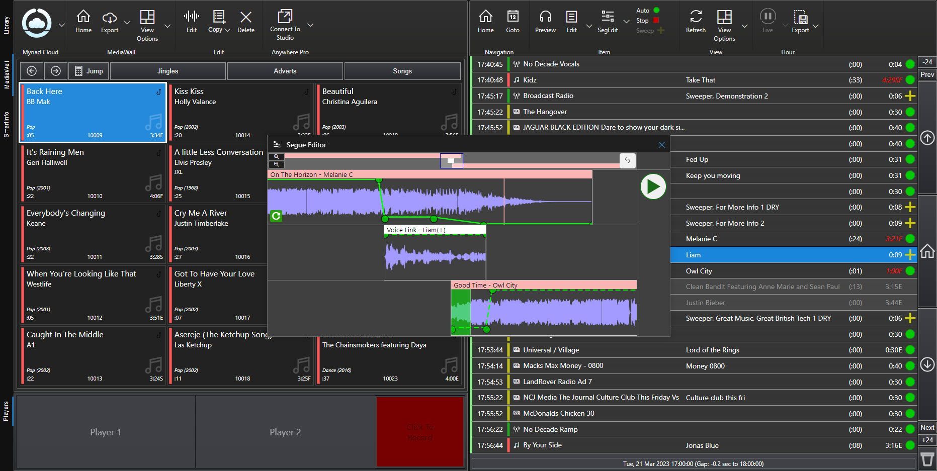 Myriad Anywhere recording a Voice Track.