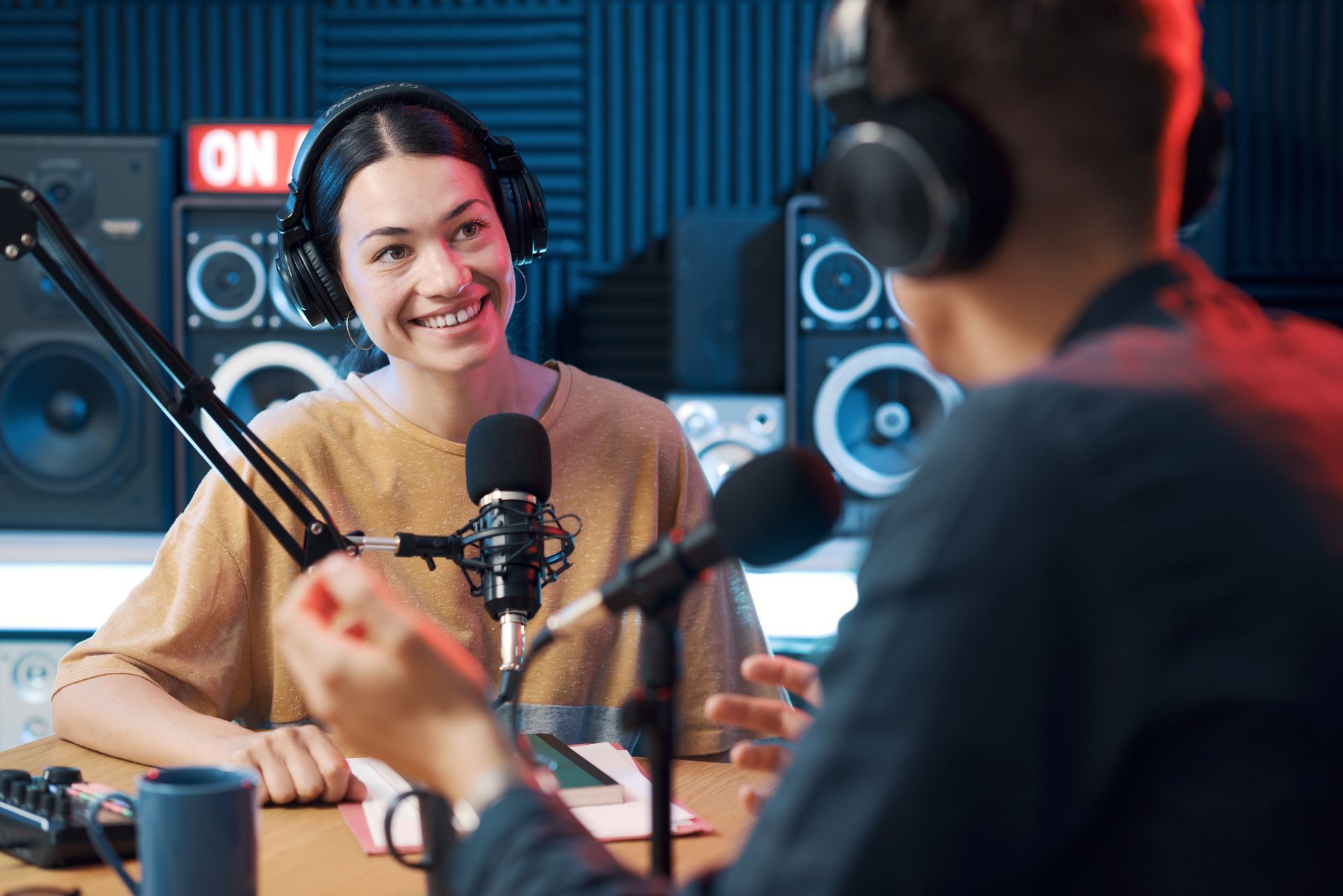 Two radio presenters talking